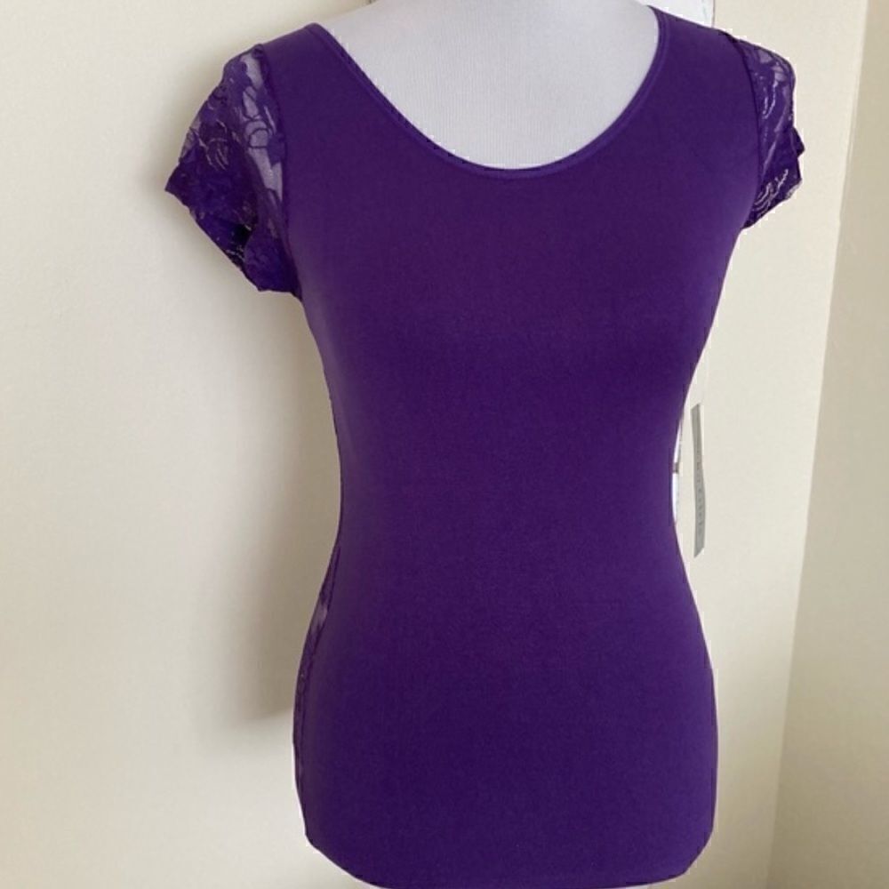 Soho Girls Purple lace tee NWT